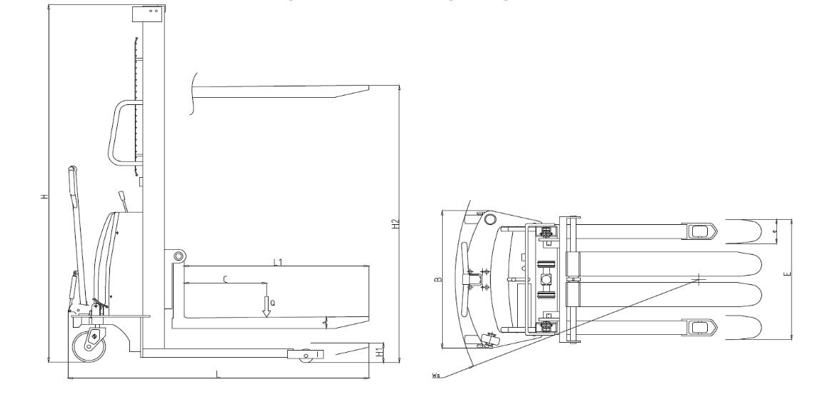 LIFMEX semi electric hand stacker sketch