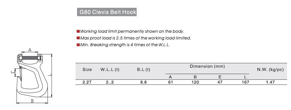 G80 Clevis Belt Hook thumbnail 4