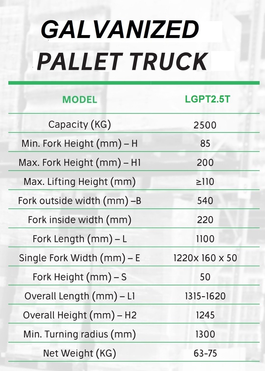Galvanized Pallet Truck
Hand Pallet Truck
Adjustable Pallet trucks