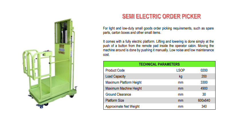 Semi Electric Order Picker thumbnail 4