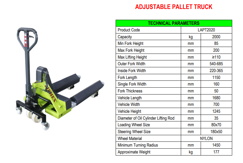 Multipurpose Adjustable Pallet Truck thumbnail 5