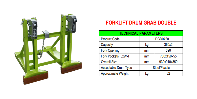 Single and Double Forklift Semi-Auto Drum Grab thumbnail 3